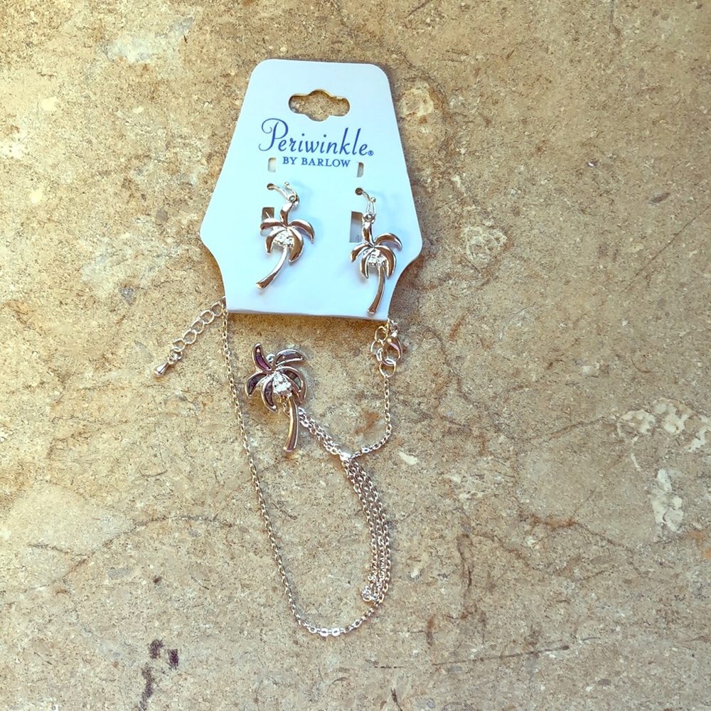 Tropical Palm Tree Necklace and Earring set.